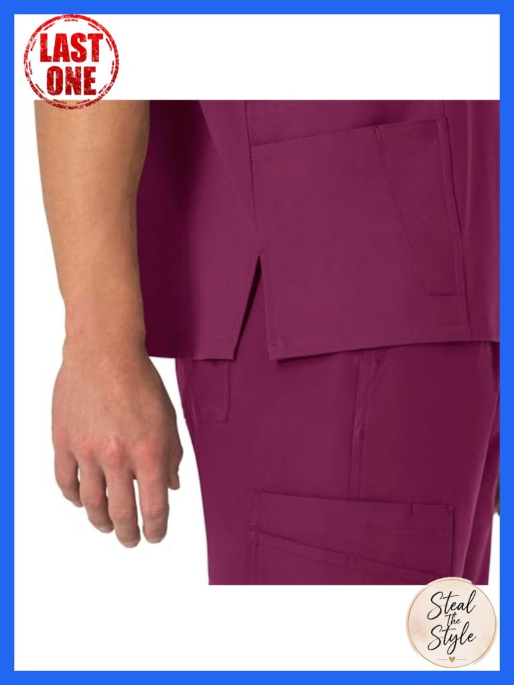 Unisex V-Neck Scrub Top 6 Pockets Stretch Medical Workwear - Picture 4 of 6